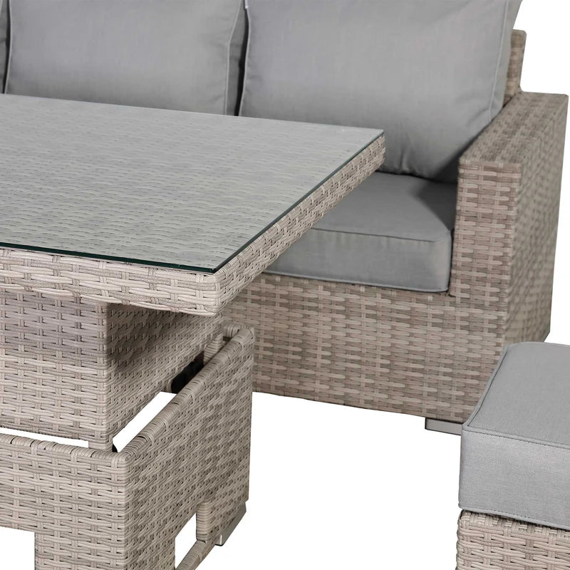 Corner Large Dining Set with Rising Table (Right Hand) gREY