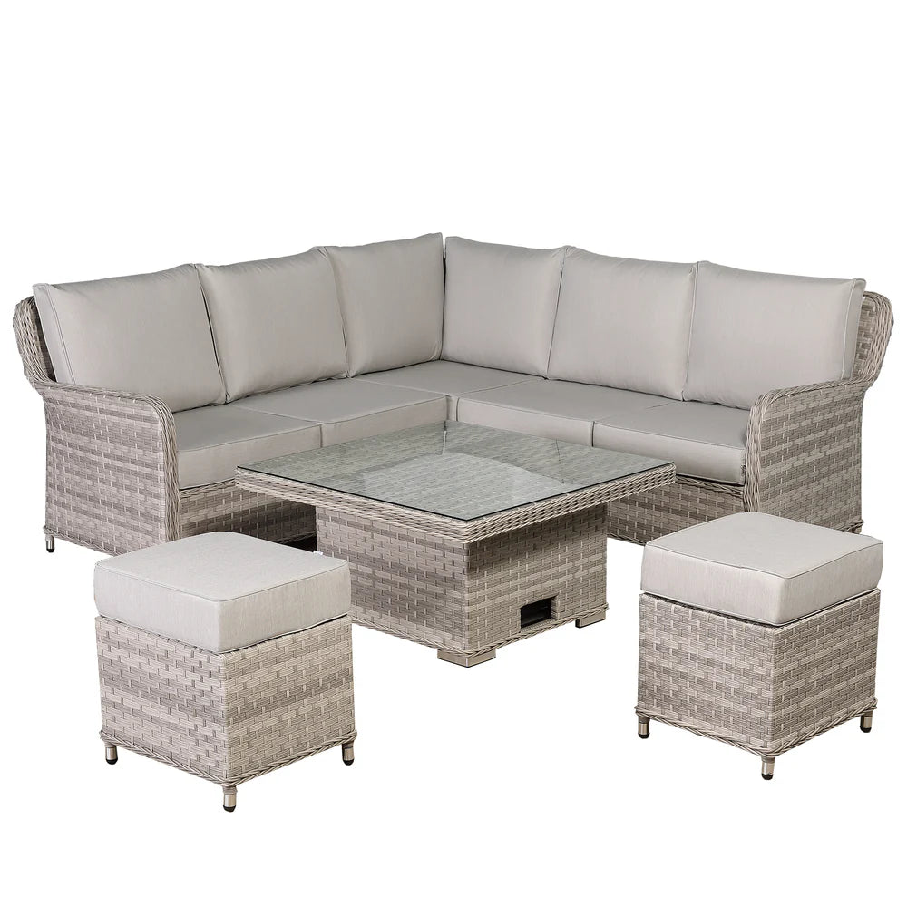 Havana Range Square Corner Sofa Set with Rising Table