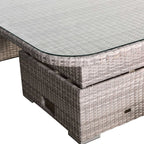 Large Equal Corner Rattan Dining Set with Rising Table Grey