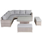 Large Equal Corner Rattan Dining Set with Rising Table Grey