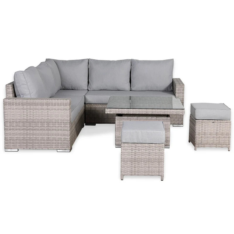 Square Dining Set with Rising Table – Modern Outdoor Design