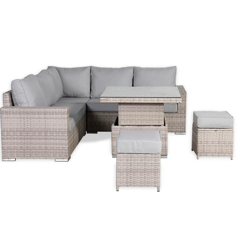 Square Dining Set with Rising Table – Modern Outdoor Design