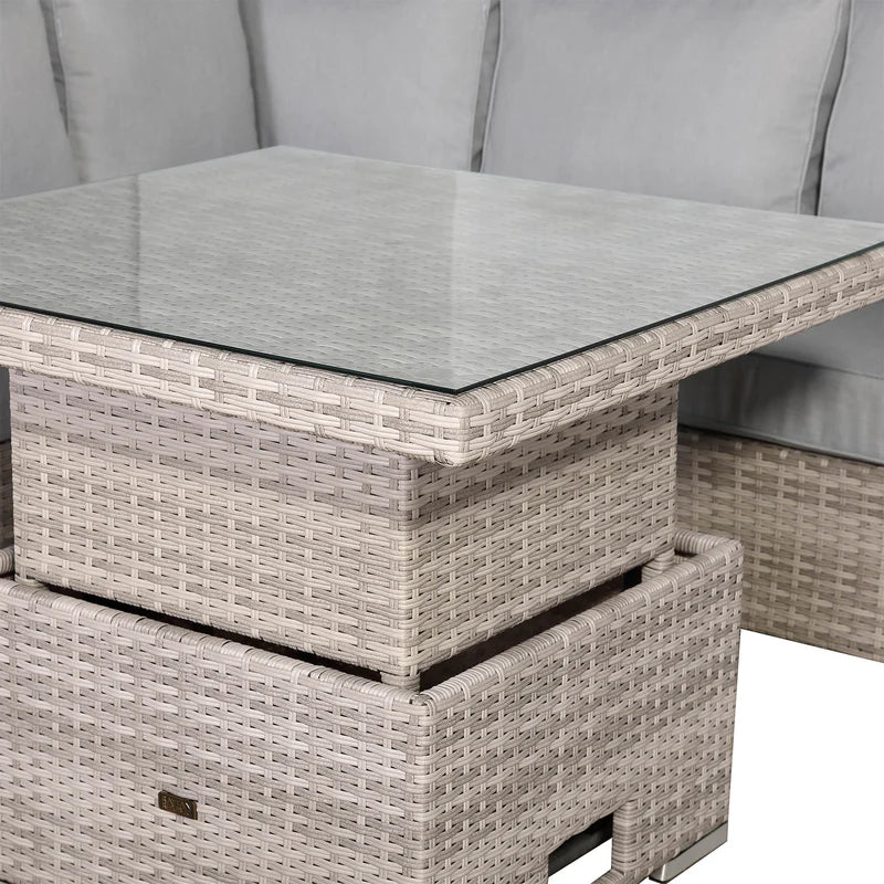 Square Dining Set with Rising Table – Modern Outdoor Design