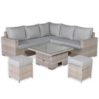 Square Dining Set with Rising Table – Modern Outdoor Design