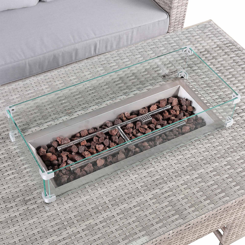 Aurora Range High Back Left Hand Corner Sofa Set with Fire Pit Rising Table