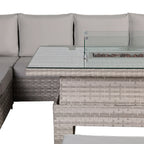 Havana Range High Back Left Hand Corner Sofa Set with Fire Pit Rising Table