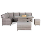 Havana Range High Back Left Hand Corner Sofa Set with Fire Pit Rising Table
