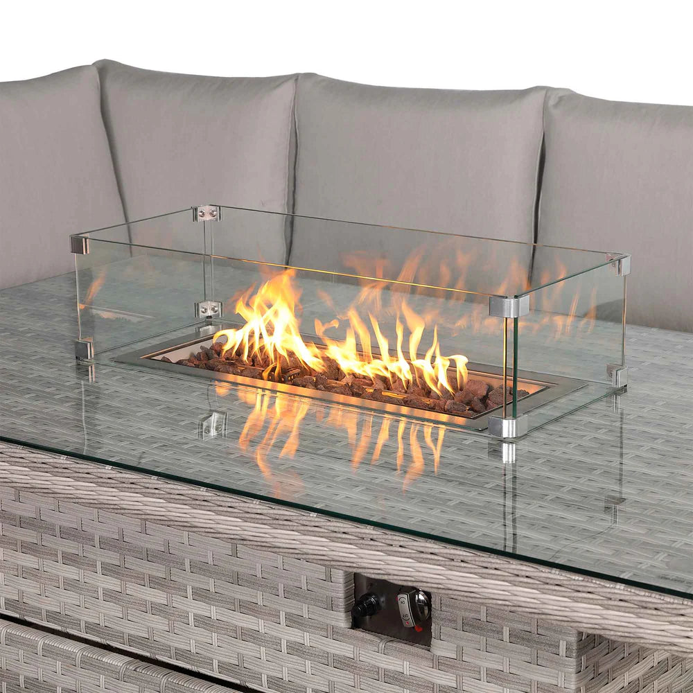 Havana Range High Back Left Hand Corner Sofa Set with Fire Pit Rising Table