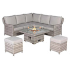 Havana Range Square Corner Sofa Set with Fire Pit Rising Table