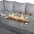 Catalina Range Modular Corner Sofa Set with Fire Pit Table in Large Grey Rattan