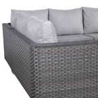 Catalina Range Modular Corner Sofa Set with Fire Pit Table in Large Grey Rattan