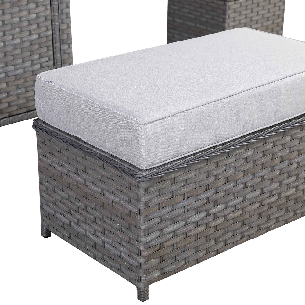 Catalina Range Modular Corner Sofa Set with Fire Pit Table in Large Grey Rattan