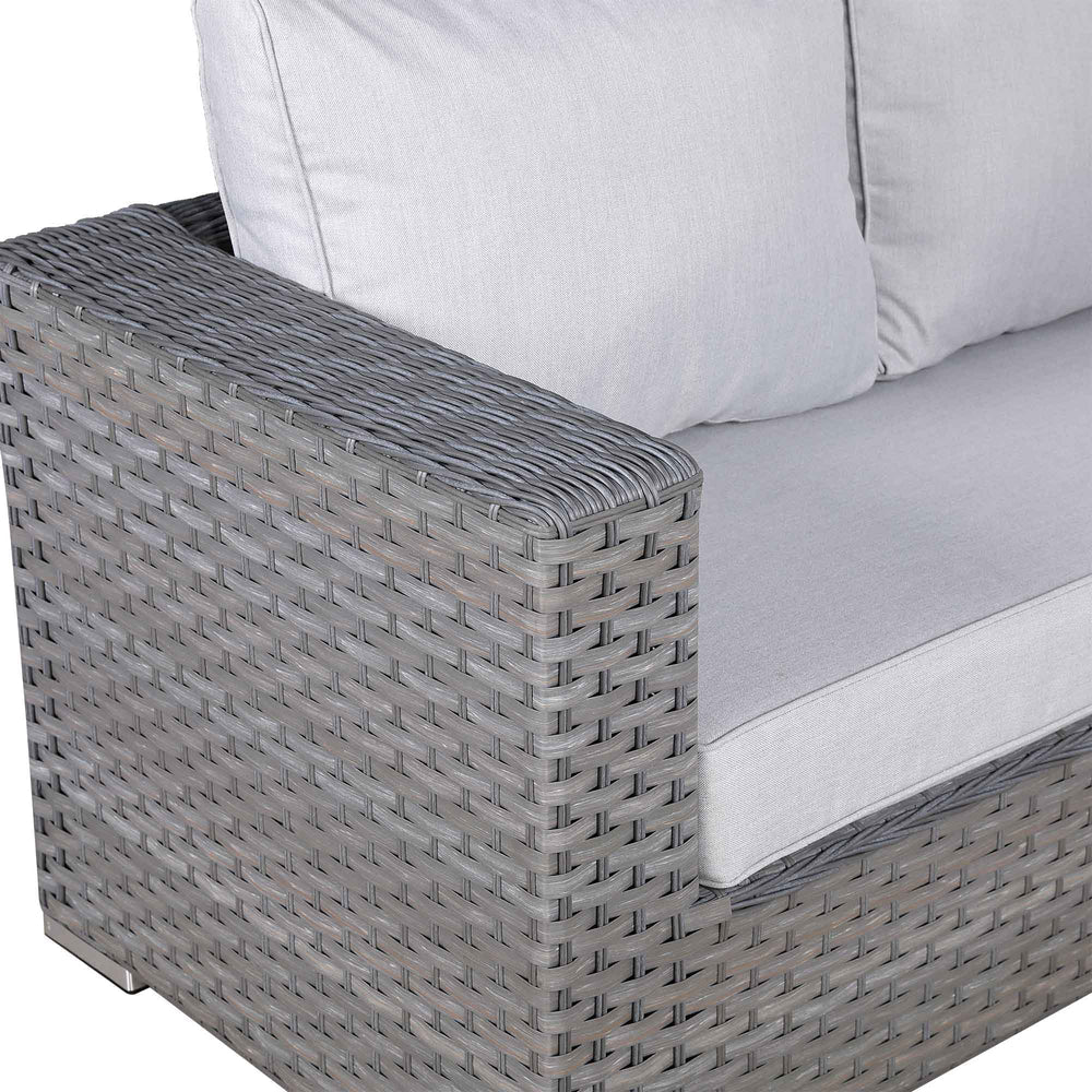 Catalina Range Modular Corner Sofa Set with Fire Pit Table in Large Grey Rattan