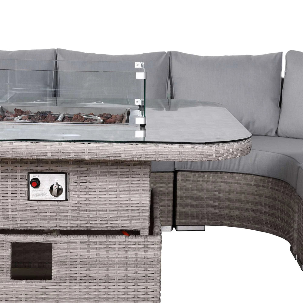 Aurora Range Large Round Corner Sofa Set with Fire Pit Rising Table