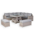 Aurora Range Large Round Corner Sofa Set with Fire Pit Rising Table