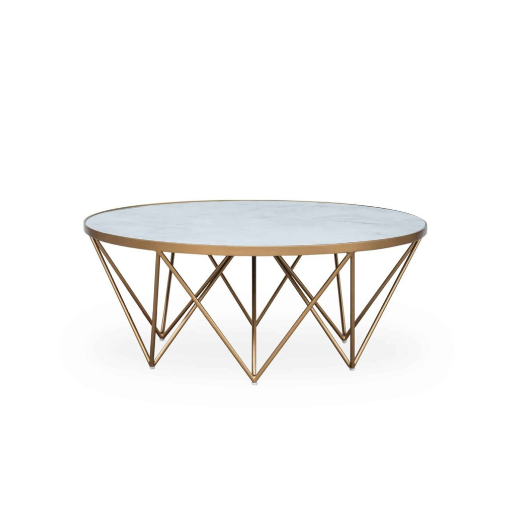 Fendi Round Coffee Table White Marble Glass