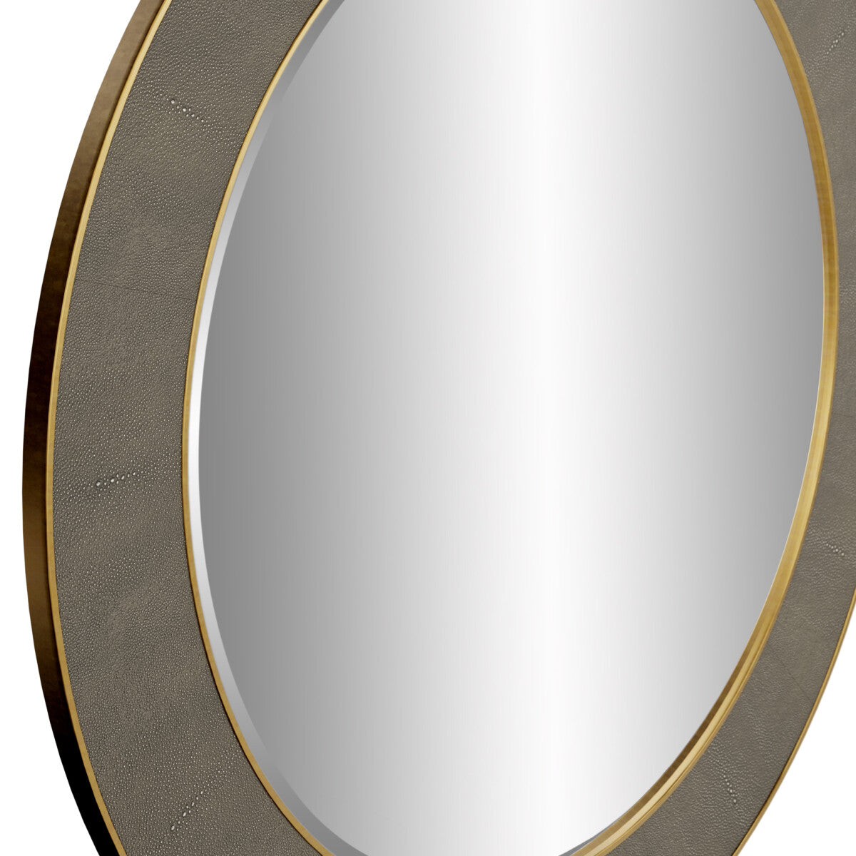 Raphia Mirror Round Grey Shagreen
