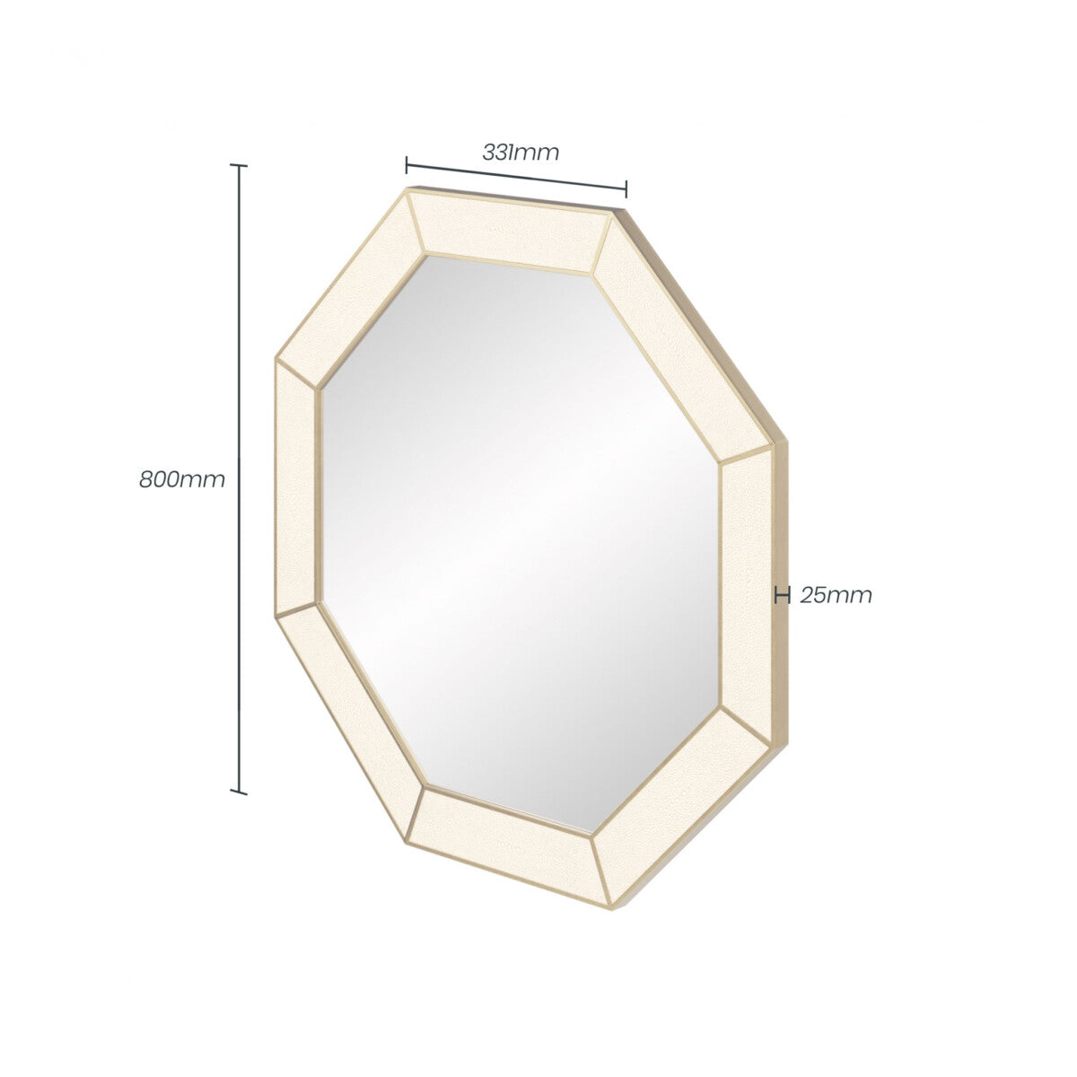 Raphia Mirror Octagon Ivory Shagreen