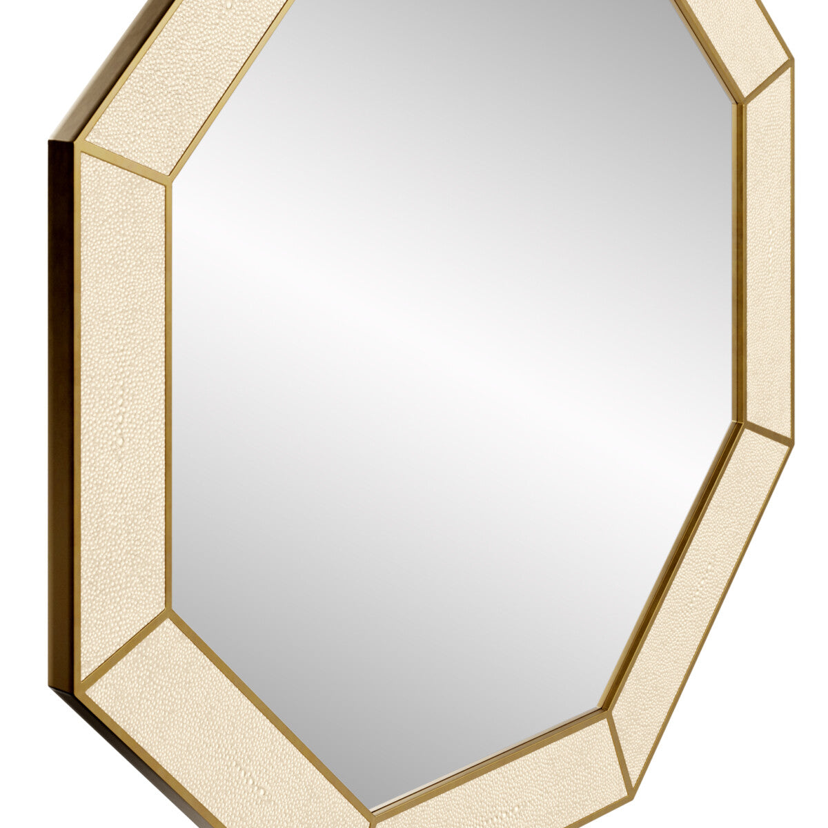 Raphia Mirror Octagon Ivory Shagreen