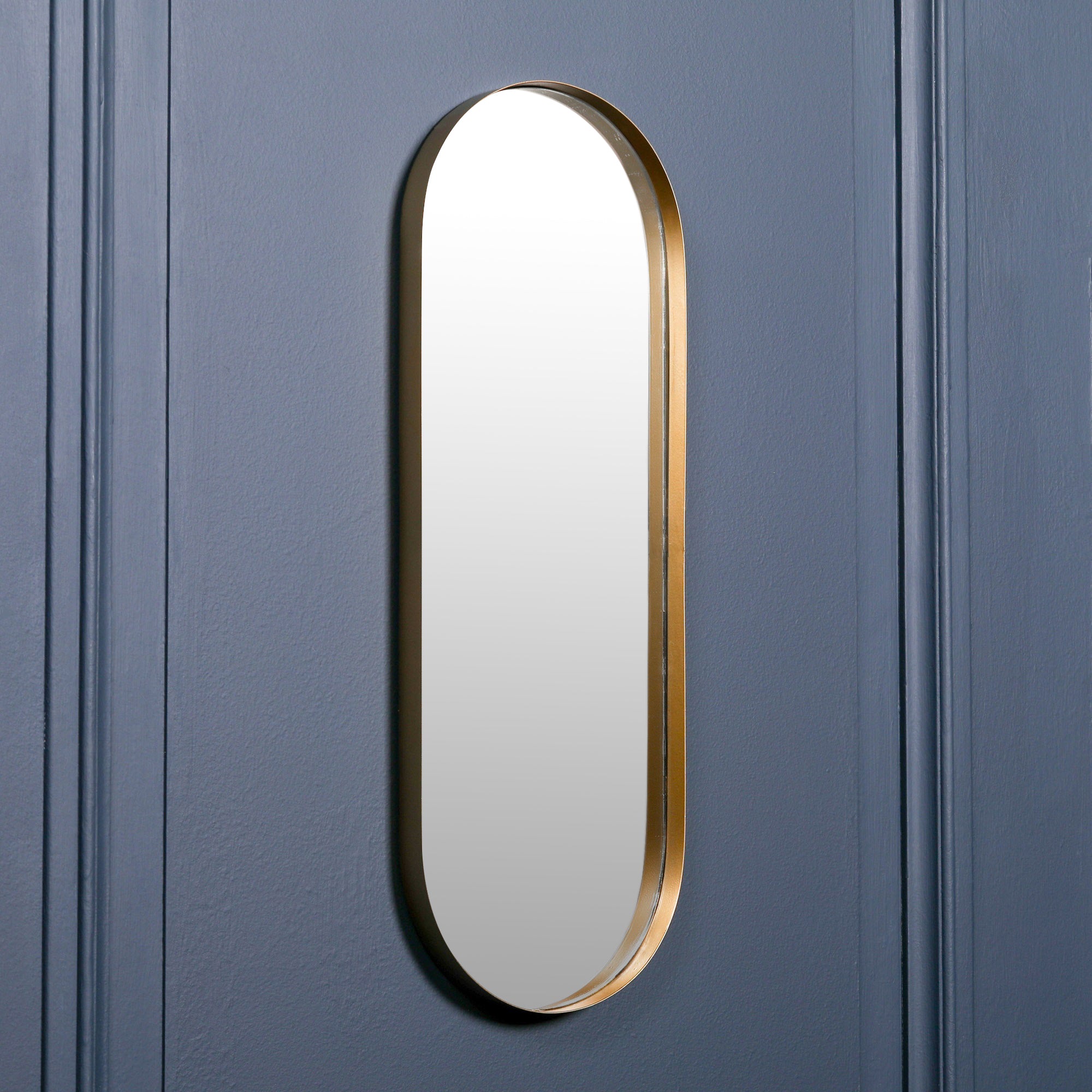 Gold Slim Oval Wall Mirror