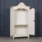 Wooden Carved French Chateau White Double Armoire Wardrobe