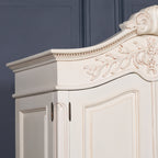 Wooden Carved French Chateau White Double Armoire Wardrobe