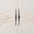 Wooden Carved French Chateau White Double Armoire Wardrobe