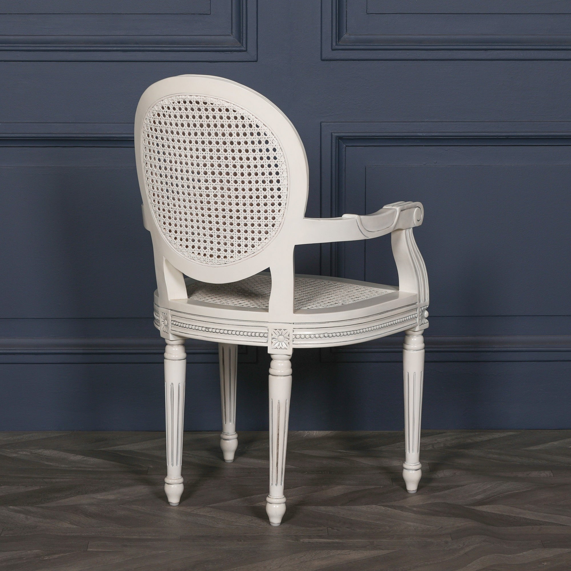 Off White Chateau Rattan Dining Bedroom Arm Chair