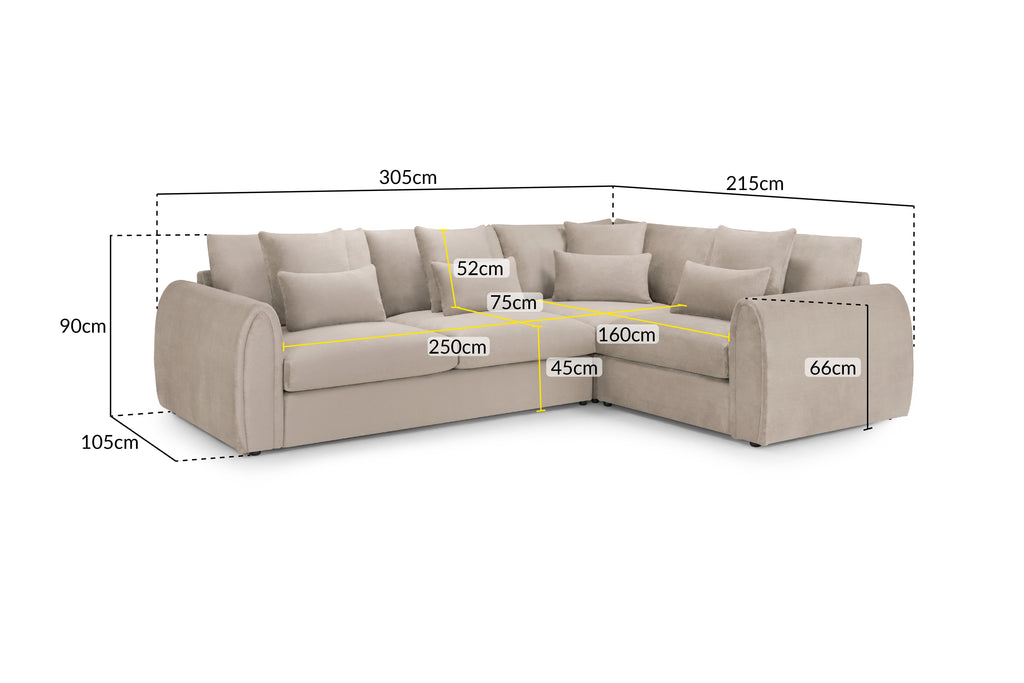 Mirabel Sofa Mocha Right Hand Facing Corner