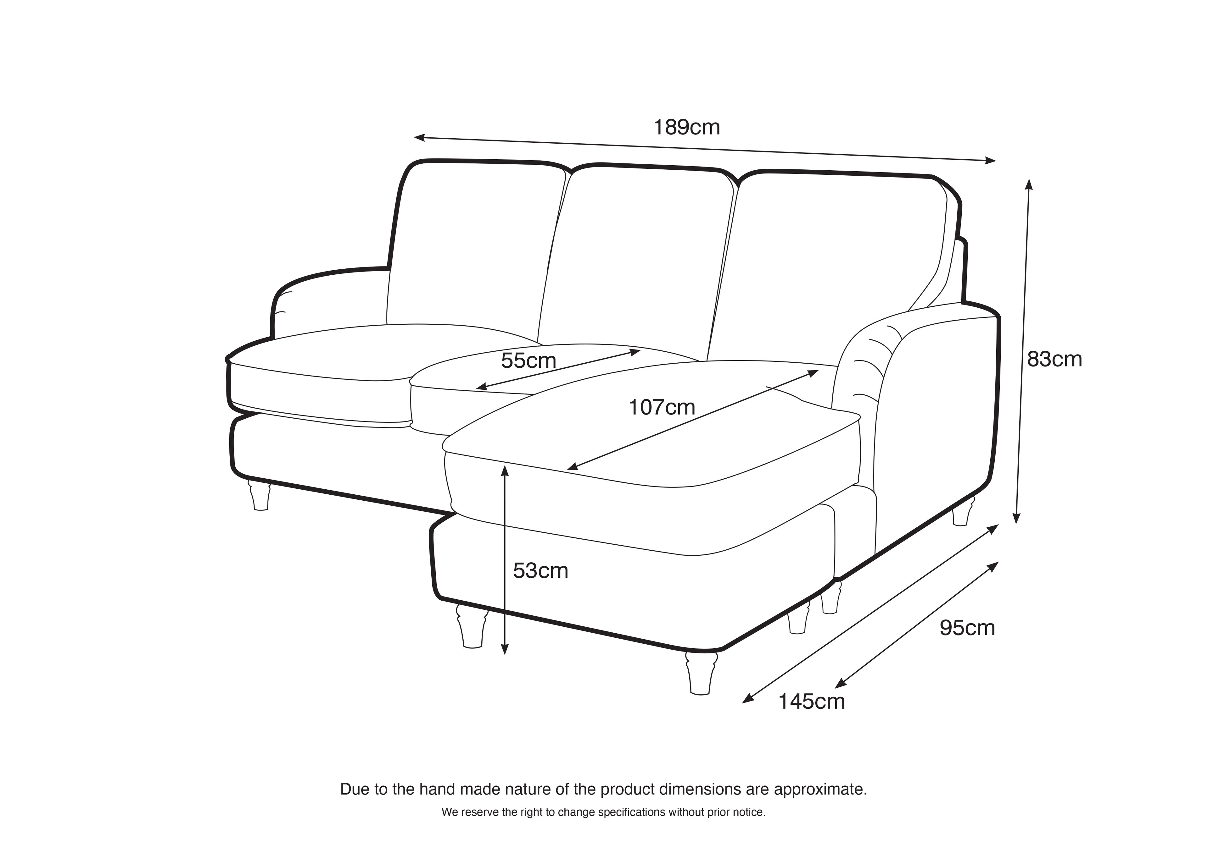 Right Hand Chaise Sofa Manhattan Ice The Great Sofa Company | Piper | Vienna | Arthur | Emeline | Swift | Morris