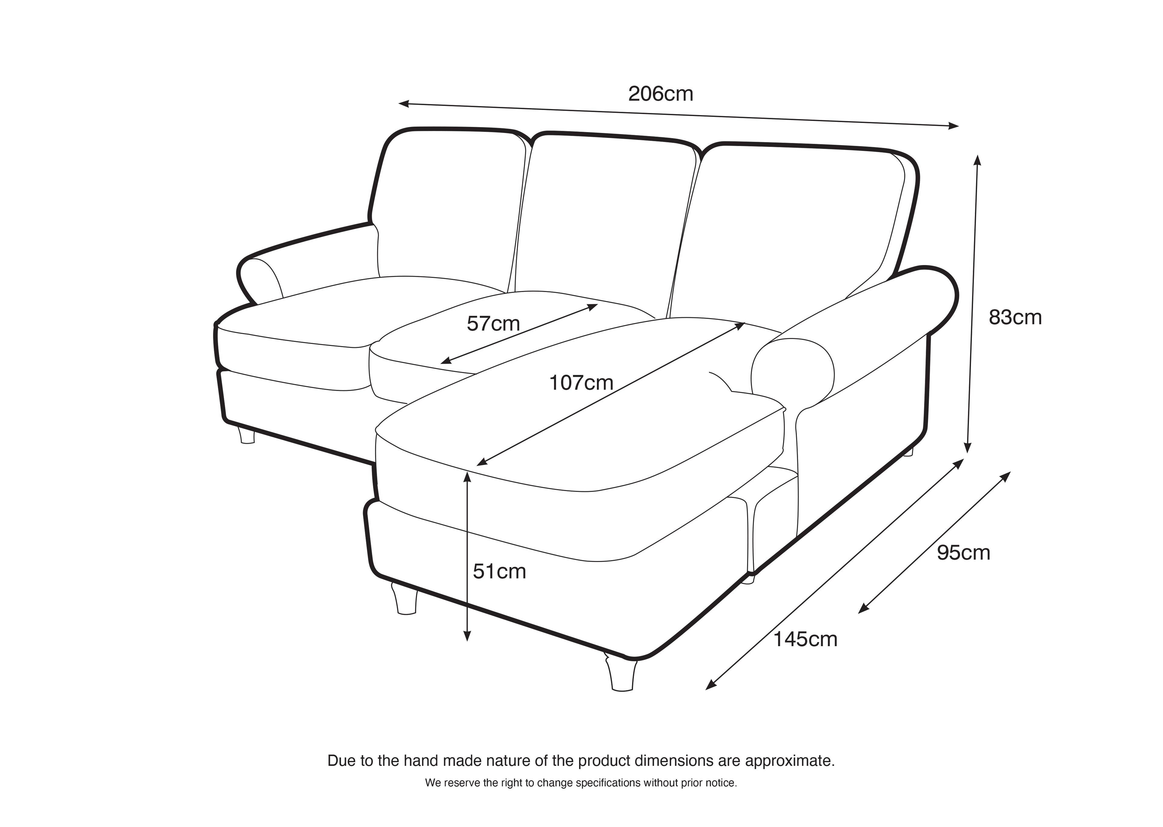 Left Hand Chaise Sofa Manhattan Ice
