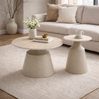 Luna Coffee & End Tables Matt Taupe & Travertine Set of 2