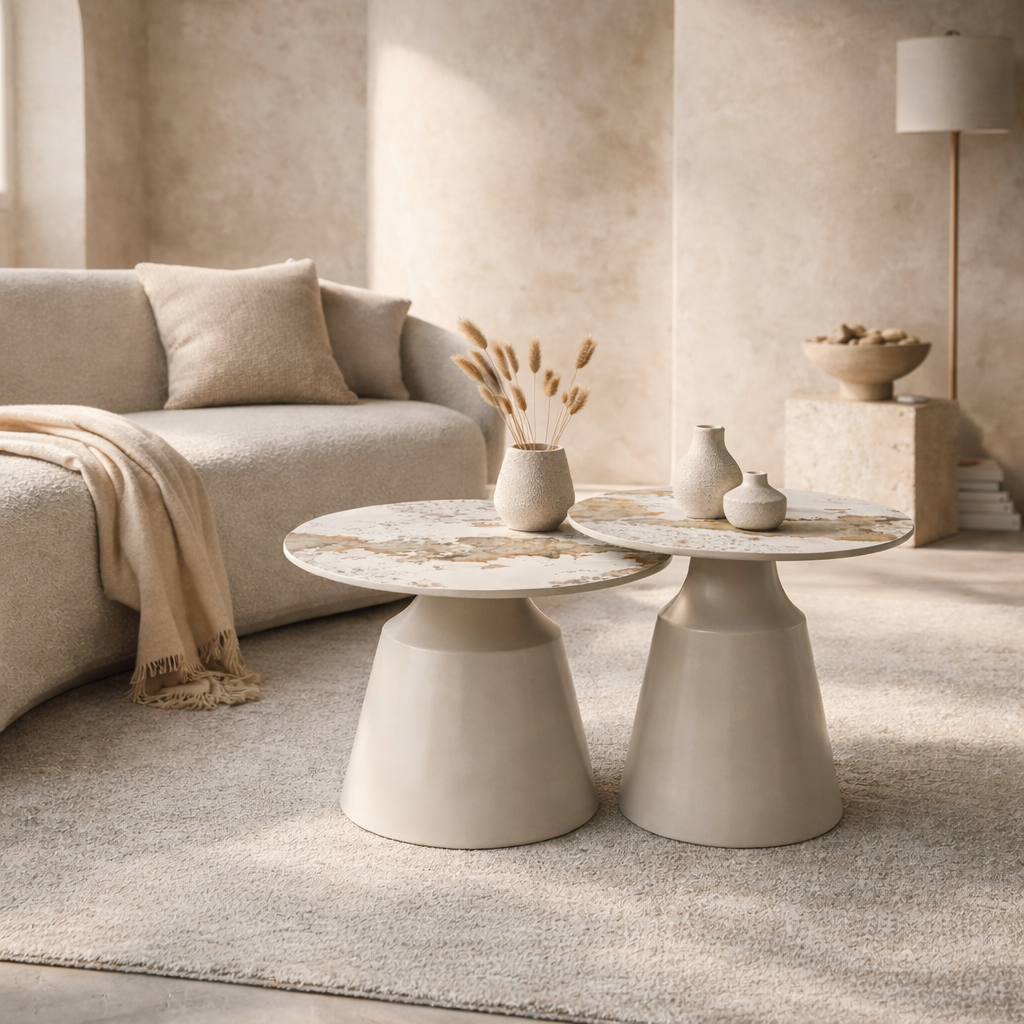 Luna Coffee & End Tables Matt Grey & Pandora Set Of 2