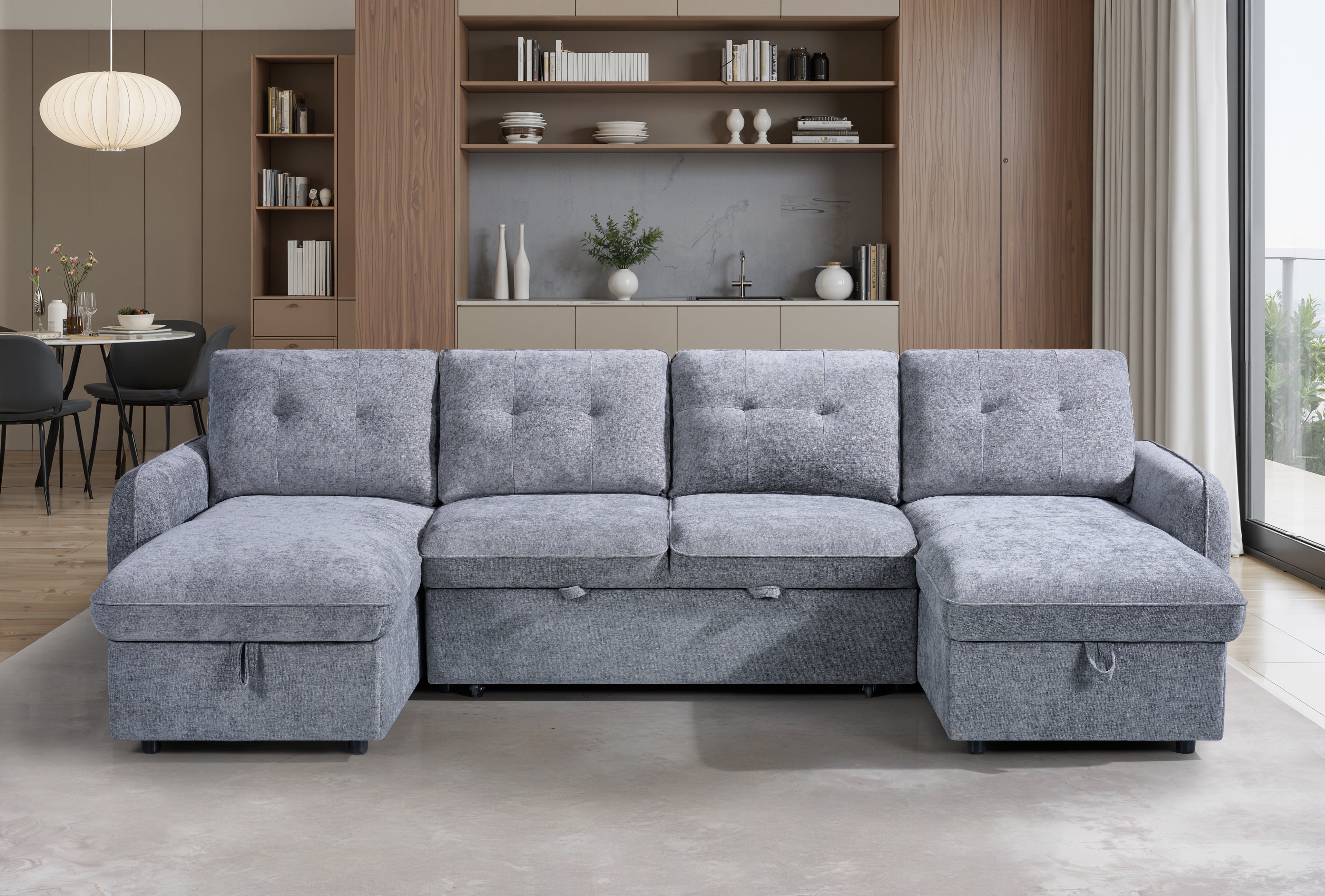 Moscow Universal U Shape Sofabed With Ottoman Storage  Grey Morgan | Malvern | Somerford | Calix | Euphoria | Plush Style
