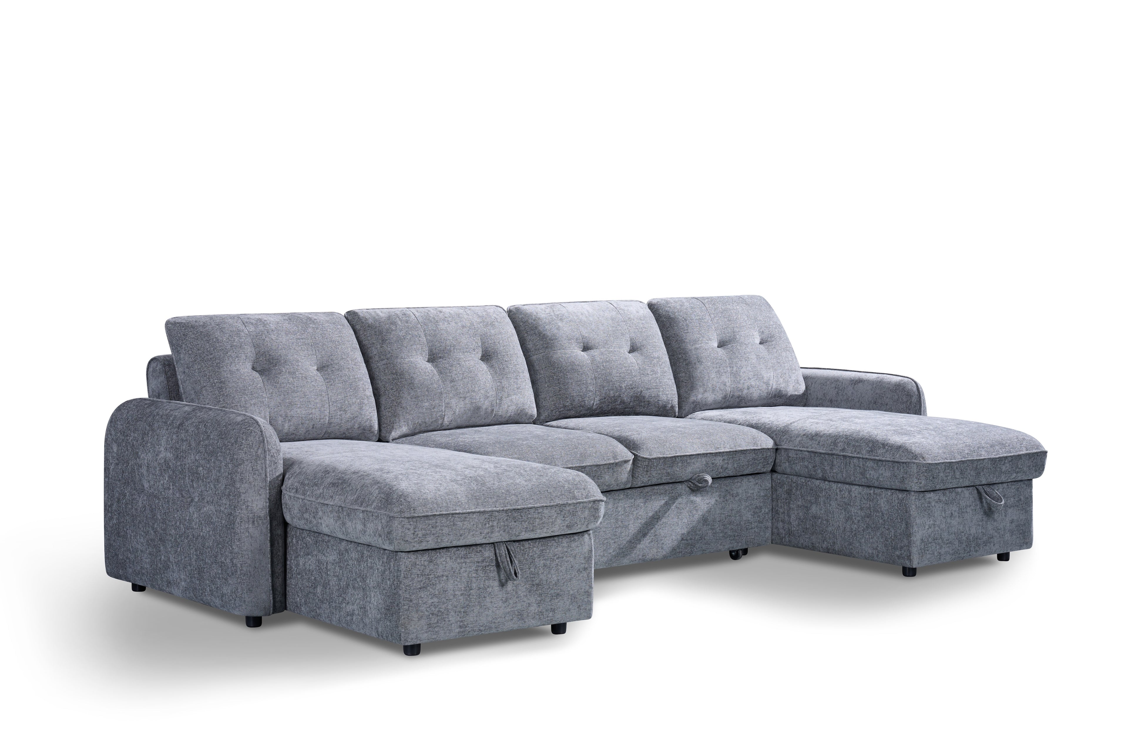 Moscow Universal U Shape Sofabed With Ottoman Storage  Grey Morgan | Malvern | Somerford | Calix | Euphoria | Plush Style