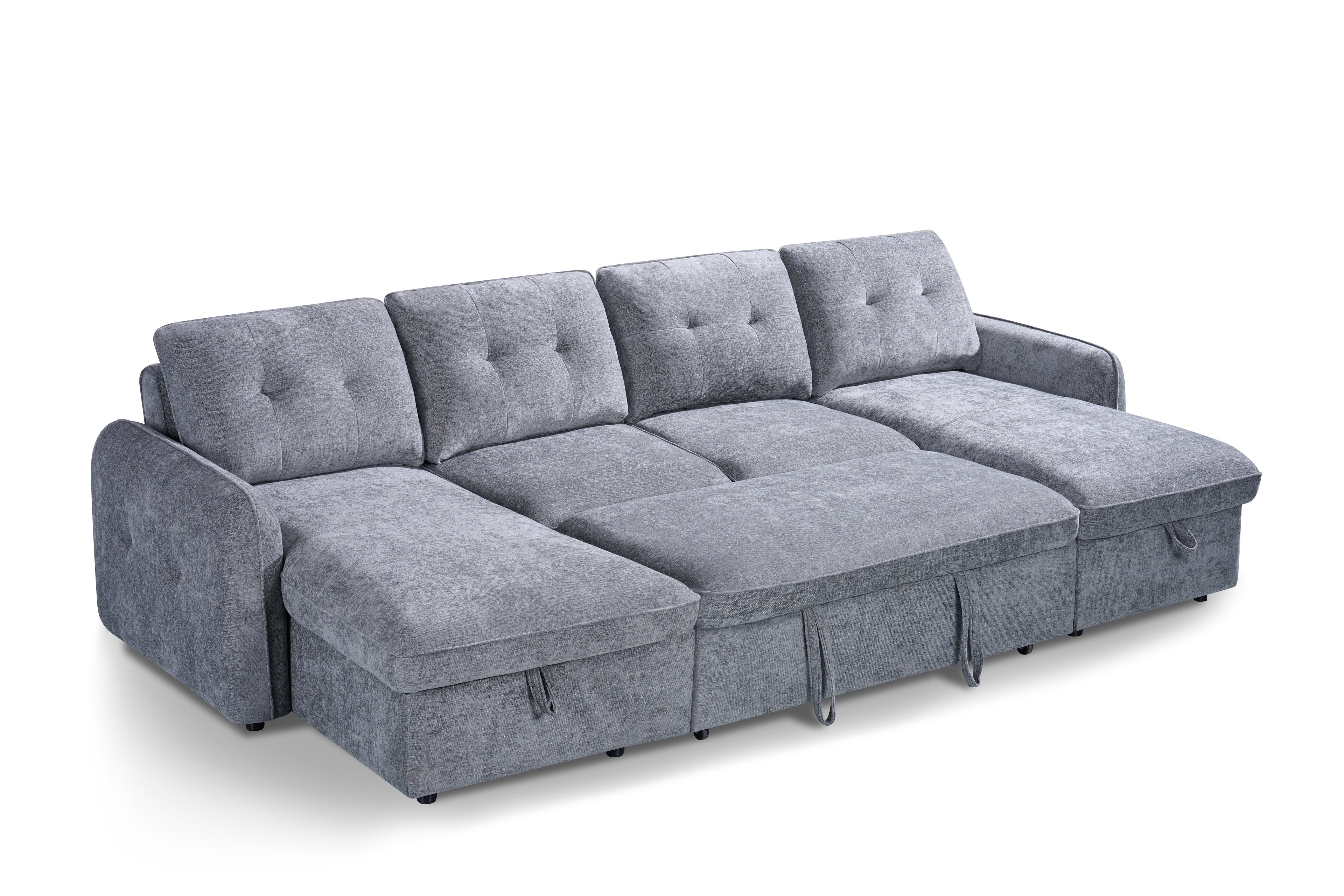 Moscow Universal U Shape Sofabed With Ottoman Storage  Grey Morgan | Malvern | Somerford | Calix | Euphoria | Plush Style