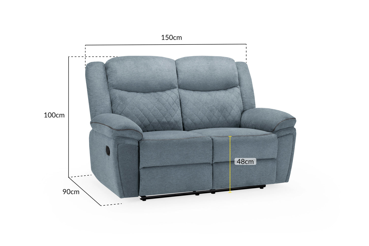 Myra 2 Seater Manual Recliner Grey Fabric