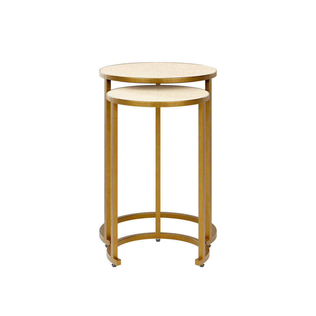 Raphia Nest Table Ivory Shagreen two piece