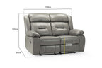 Novie Manual Recliner Sofa 2 Seater Sofa Grey