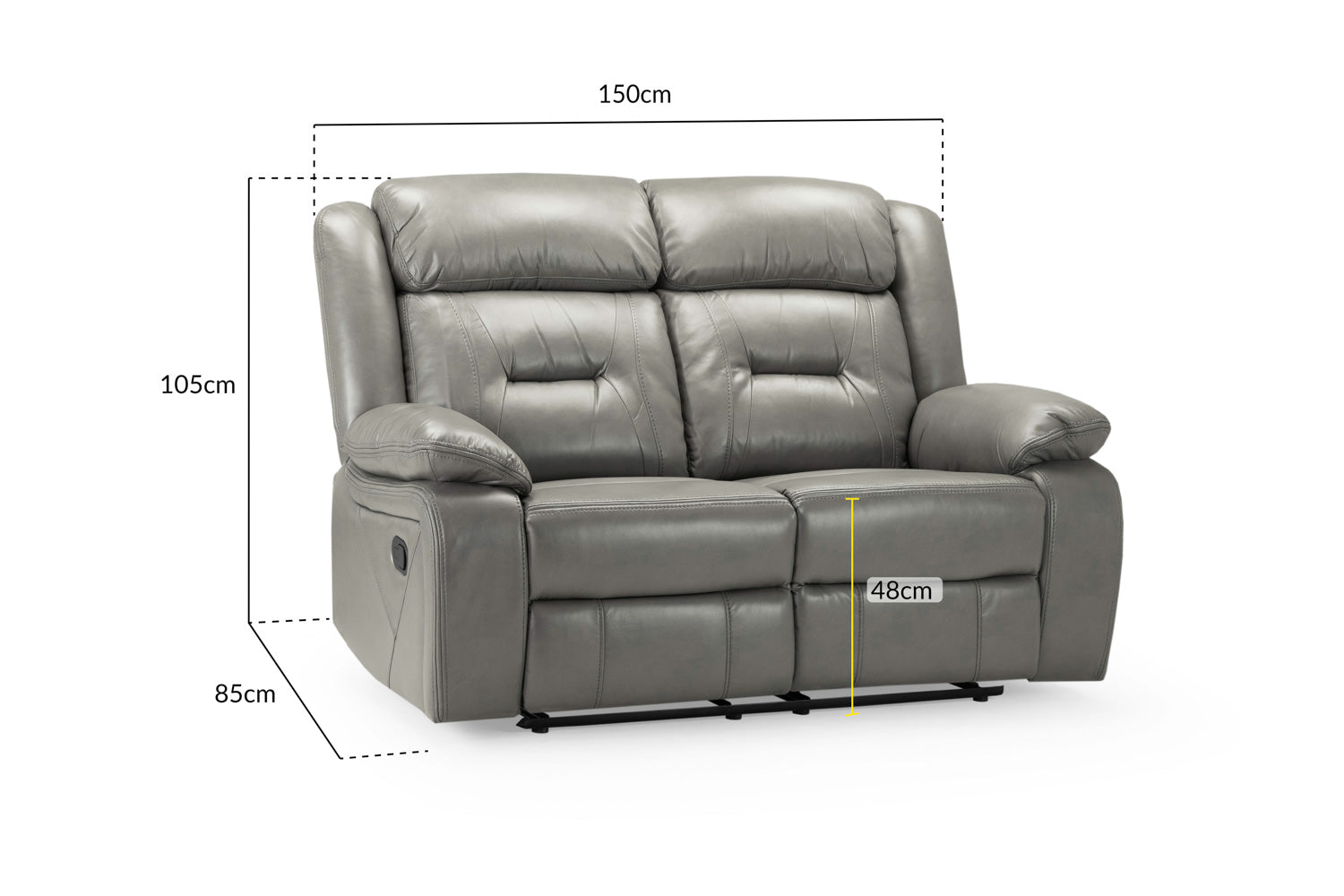 Novie Manual Recliner Sofa 2 Seater Sofa Grey