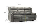 Novie Manual Recliner Sofa 3 Seater Sofa Grey