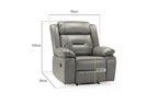Novie Manual Recliner Leather Arm Chair Grey