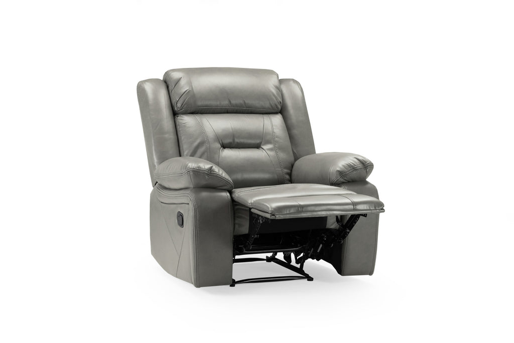 Novie Manual Recliner Leather Arm Chair Grey