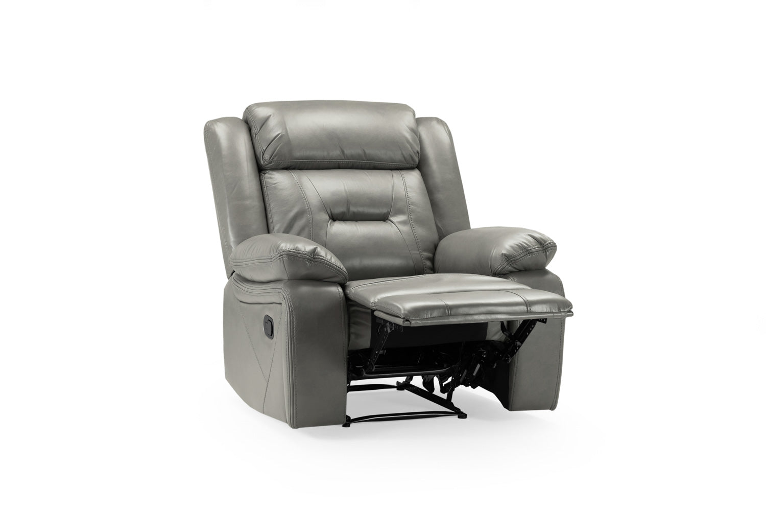 Novie Manual Recliner Leather Arm Chair Grey