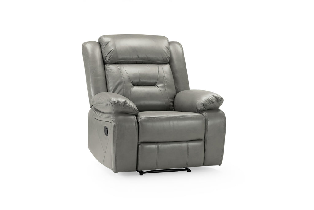 Novie Manual Recliner Leather Arm Chair Grey