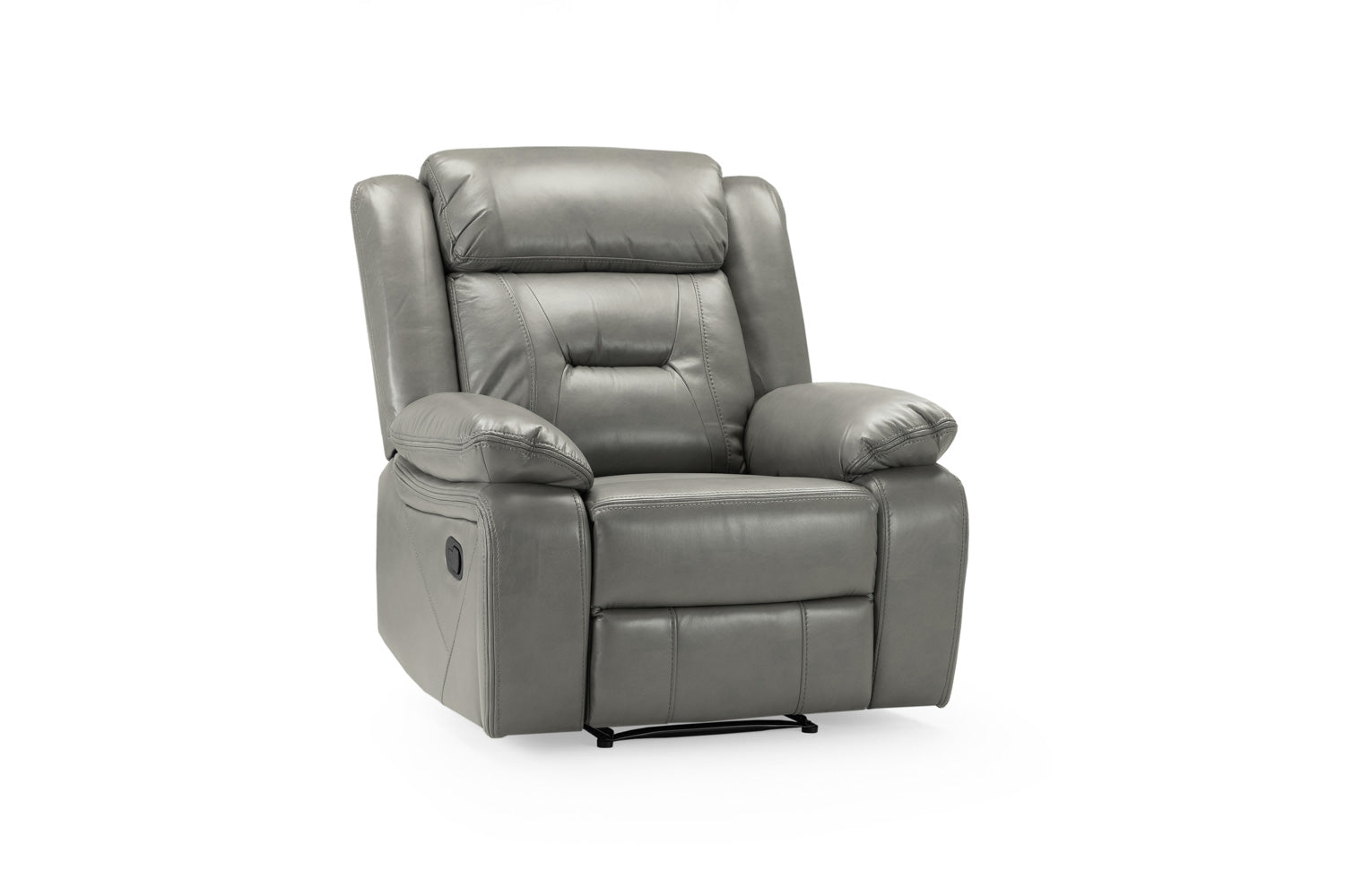 Novie Manual Recliner Leather Arm Chair Grey