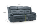 Novie Manual Recliner Sofa Fabric 3 Seater Sofa Grey Fabric