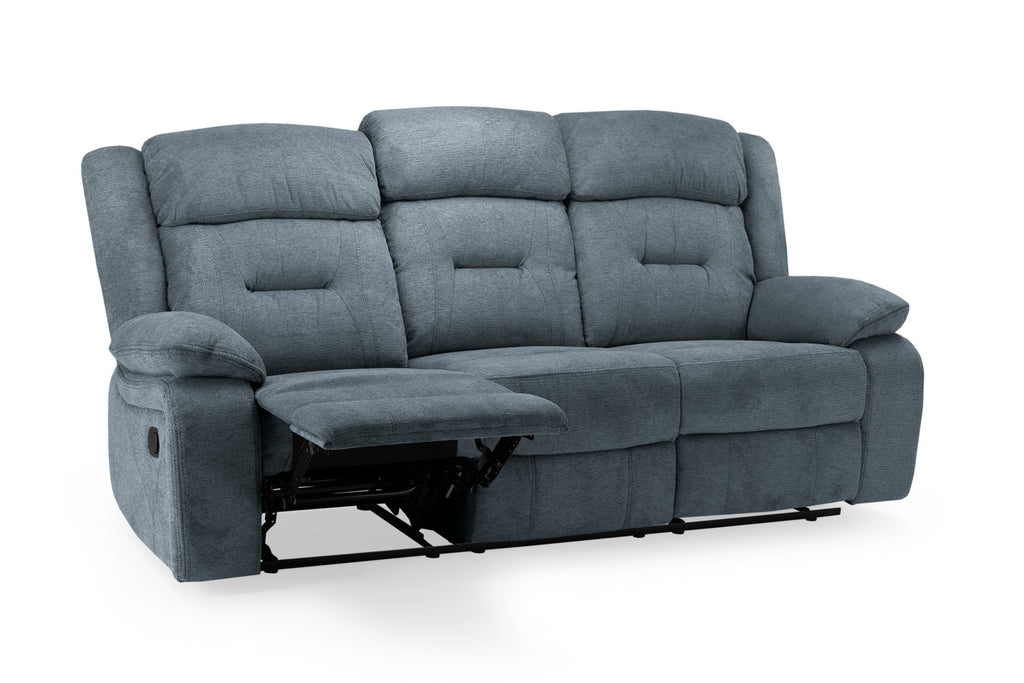 Novie Manual Recliner Sofa Fabric 3 Seater Sofa Grey Fabric