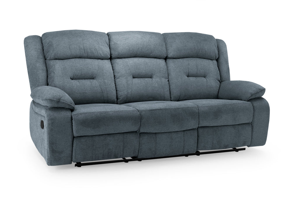 Novie Manual Recliner Sofa Fabric 3 Seater Sofa Grey Fabric