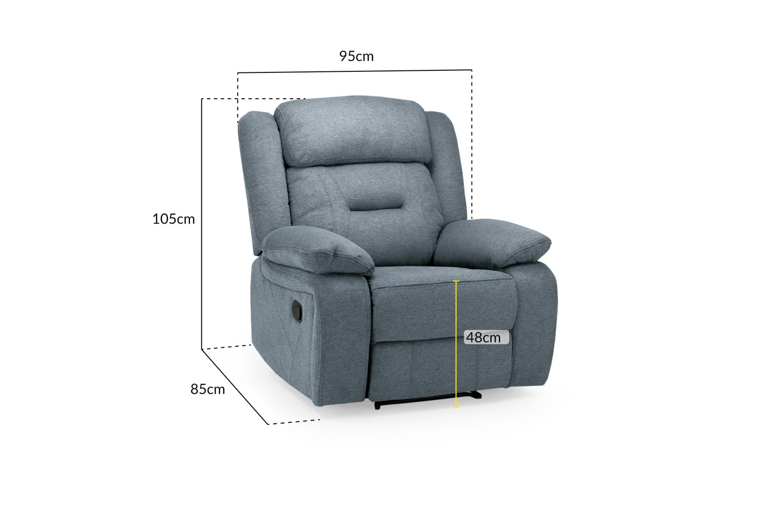 Novie Manual Recliner Sofa Fabric Armchair Sofa Grey Fabric